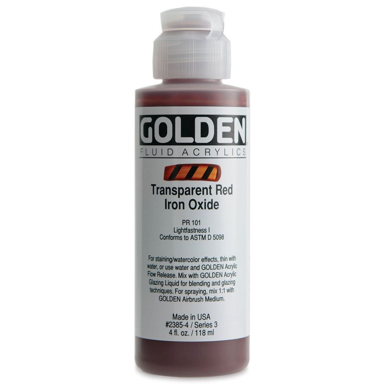 Golden Fluid Acrylics - Transparent Red Iron Oxide, 4 oz bottle